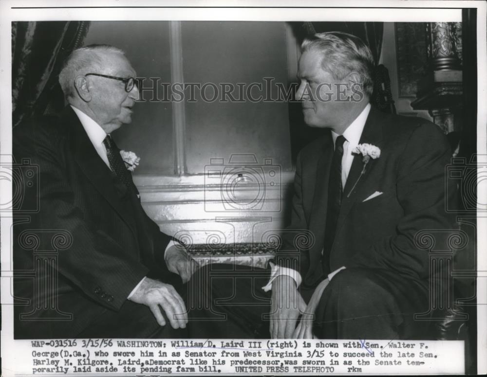 1956 Press Photo William D. Laird III, Georgia Senator Walter F. George - Historic Images