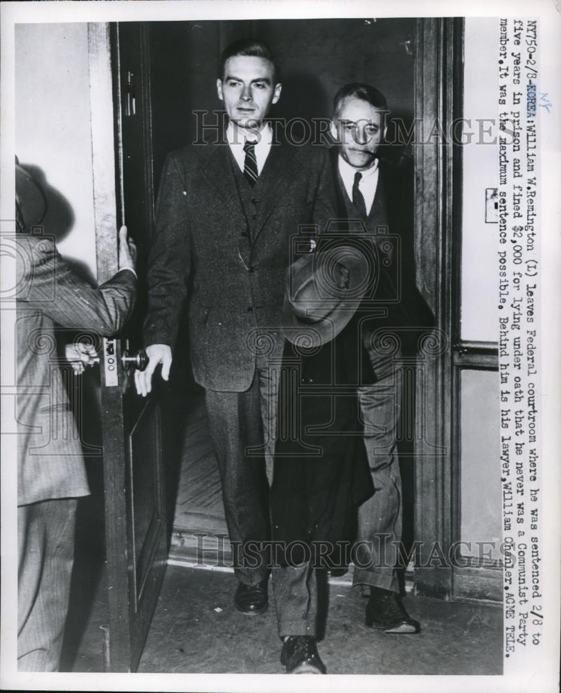 1951 Press Photo William Remington and William Chanler Leave Federal Trial - Historic Images