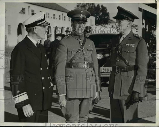 1941 Press Photo Rear Admiral Charles A Blakely, Gen Contreras & Brig Gen Upshur - Historic Images