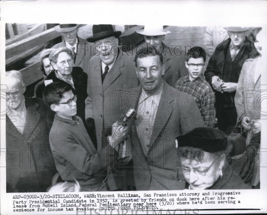 1955 Press Photo Stellacoom Wash Vincent Hallinan atty & Pres candidate - Historic Images