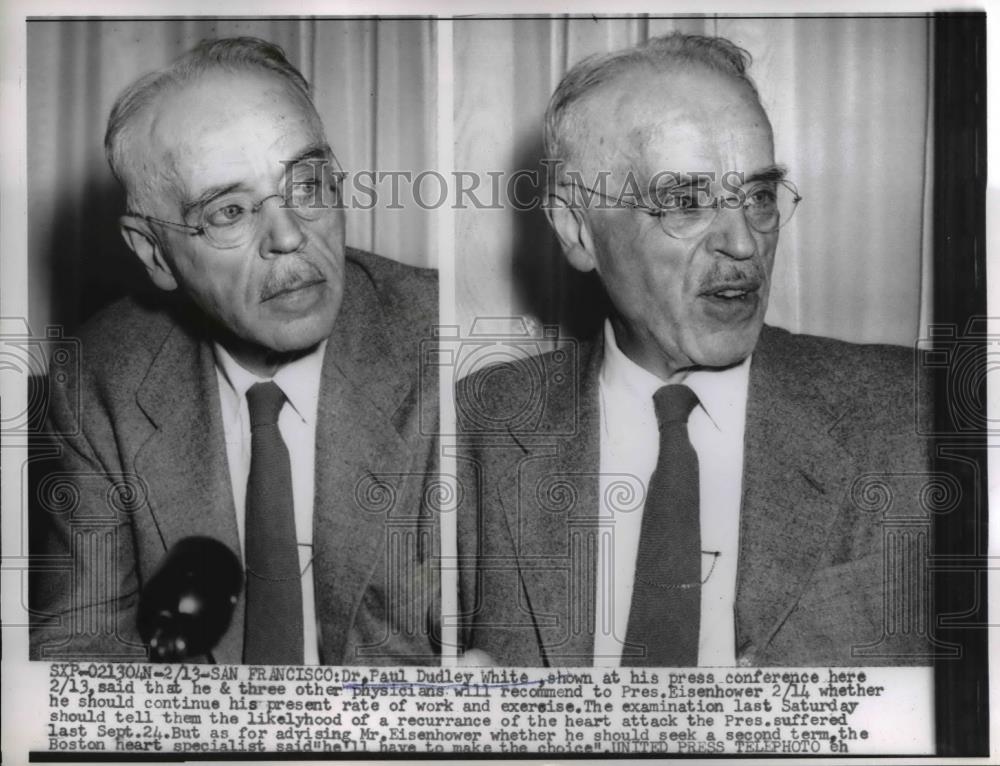 1956 Press Photo Dr. Paul Dudley White physician to Pres. Esienhower - Historic Images