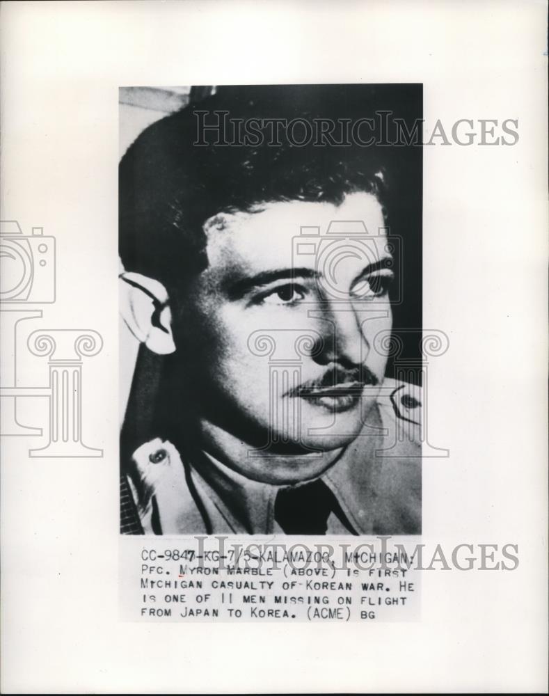 Press Photo Pfc. Myron Marble, first Michigan casualty of Korean war - Historic Images