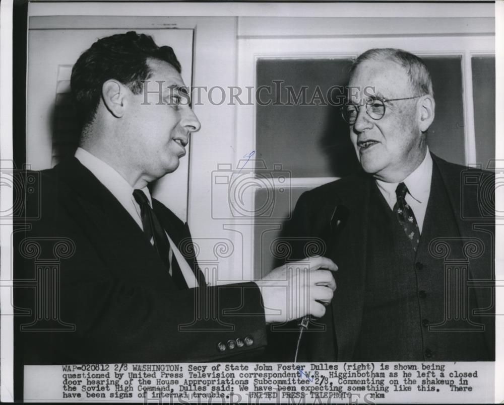 1955 Press Photo Wash DC Sec of State JF Dulles & UP correspondent Higginbotham - Historic Images