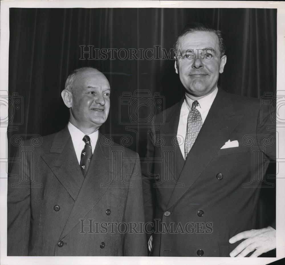 1953 Press Photo John S Knight and Henry Cabot Lodge ceremonies at Akron Ohio - Historic Images