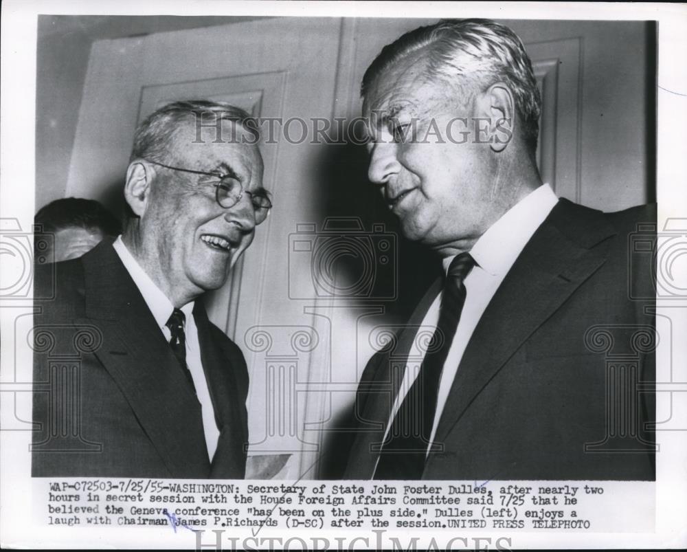 1955 Press Photo DC Sec of State John F Dulles &amp; James Richards - Historic Images