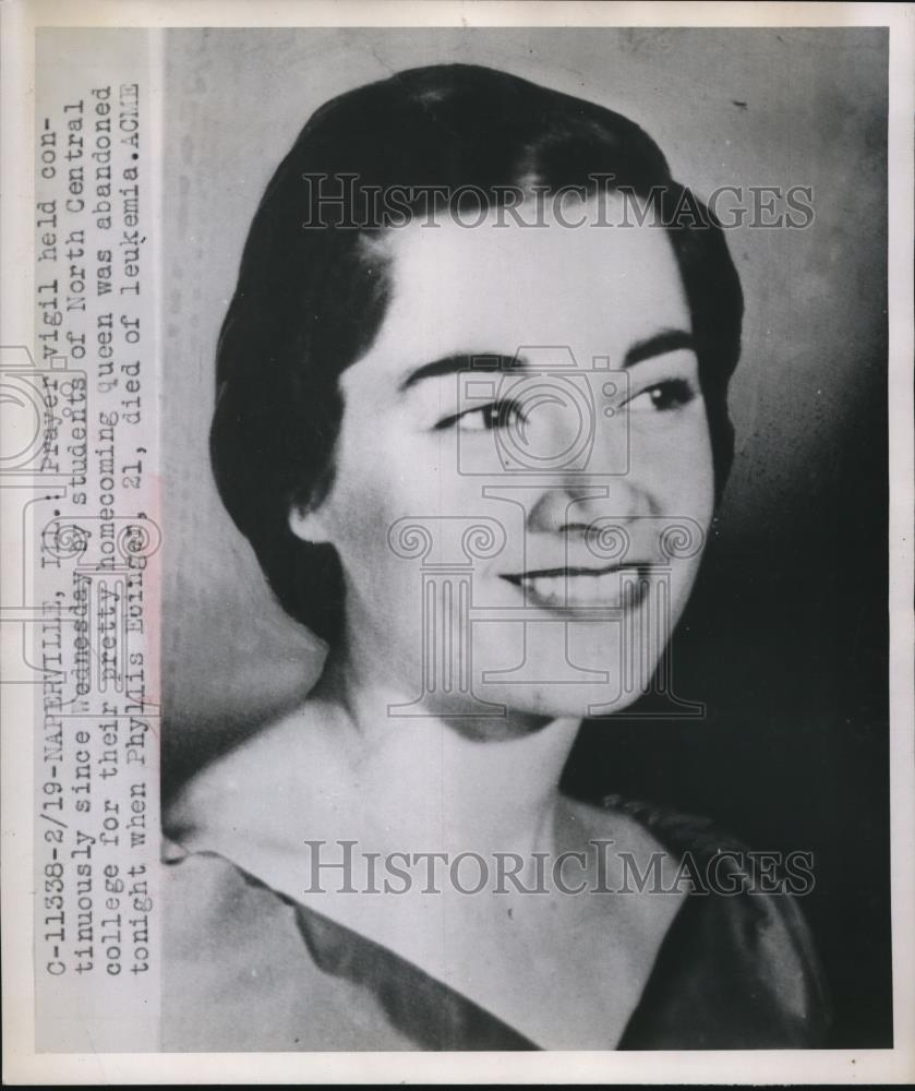 1951 Press Photo Phyllis Euinger dies of Leukemia - Historic Images