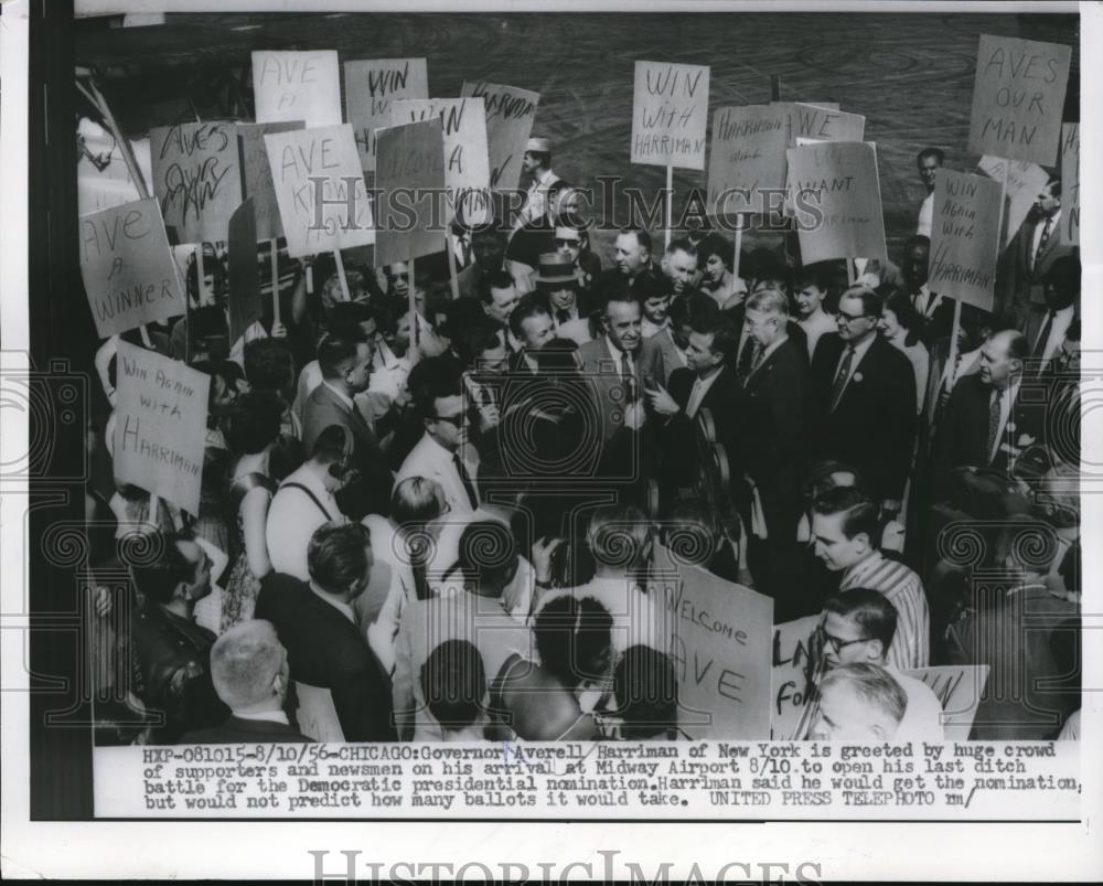 1956 Press Photo Chicago Gov Averell Harriman of NY for convention - Historic Images