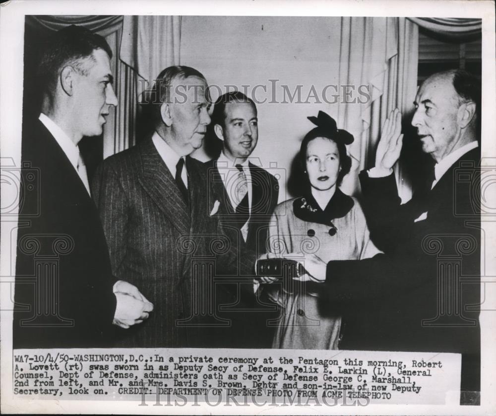 1950 Press Photo Robert Lovett, Felix Larkin, George Marshall, Mr and Mrs Brown - Historic Images