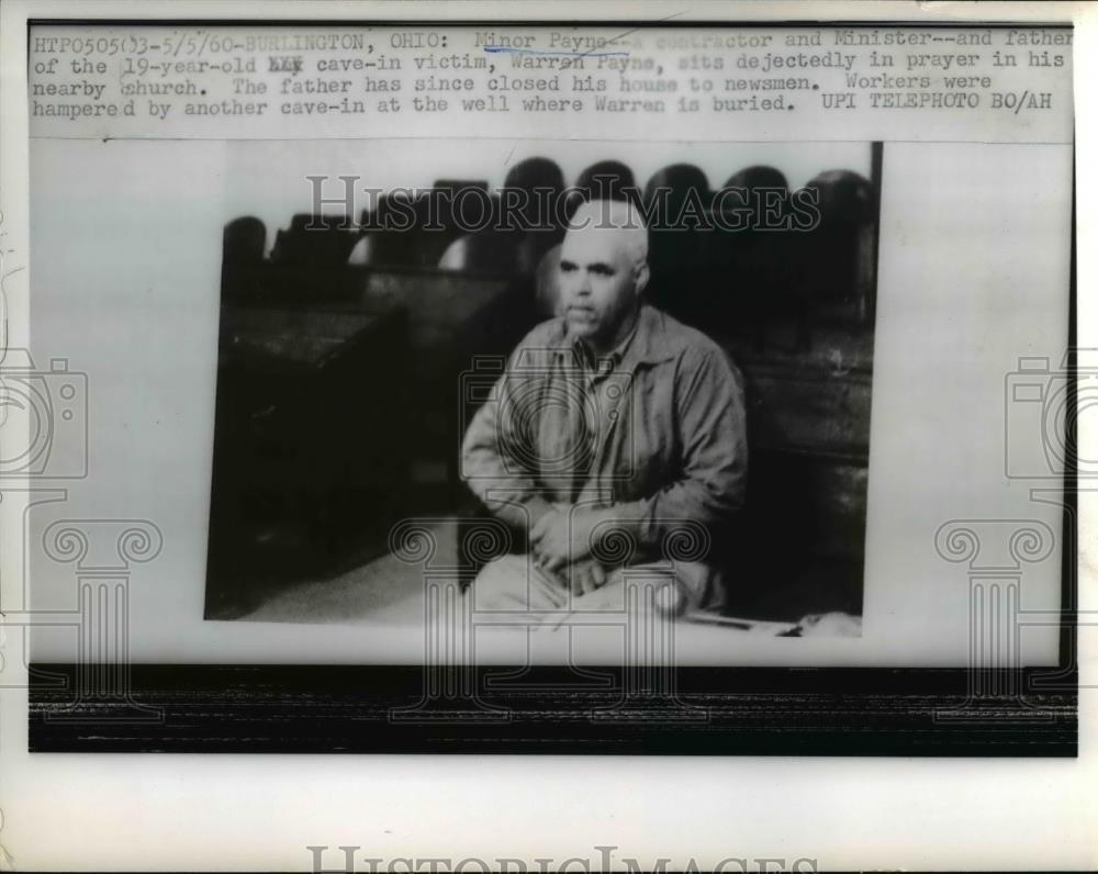 1960 Press Photo Minor Payne father of cave in victim Warren Payne - Historic Images