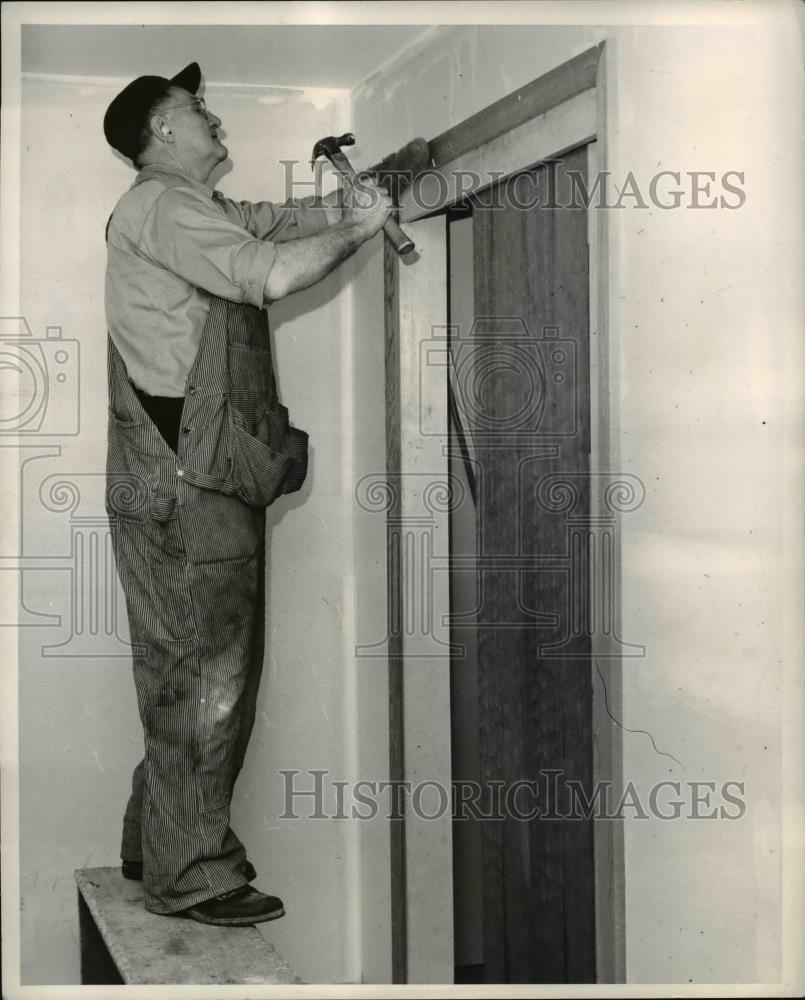 1953 Press Photo John Schumacher currently employed by American Builders, Inc - Historic Images