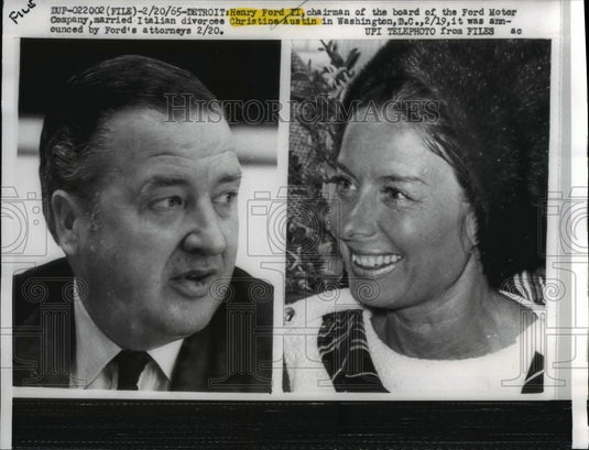 1965 Press Photo Henry Ford II marries Christine Austin in Washington DC - Historic Images