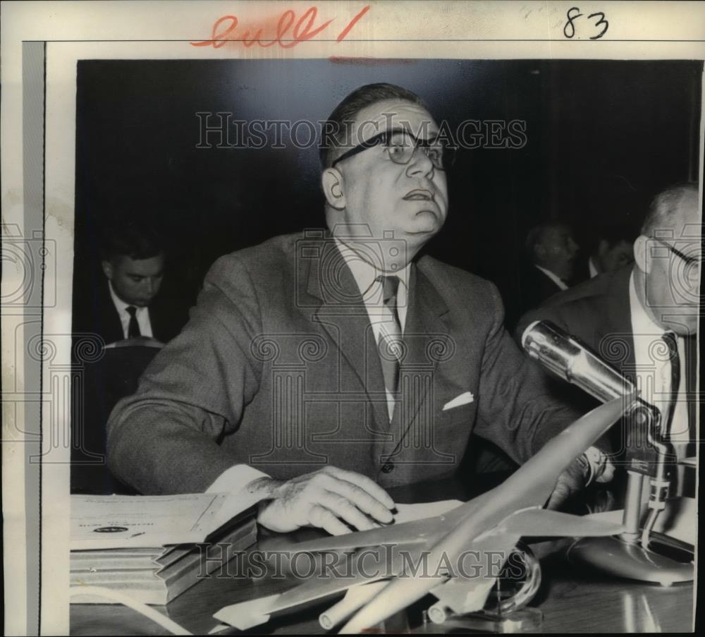 1963 Press Photo James E Webb at Senate Aviation Subcommittee - Historic Images
