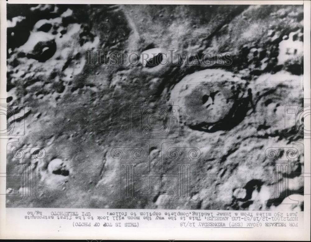 1963 Press Photo Craters on the moon as seen by lunar lander - Historic Images