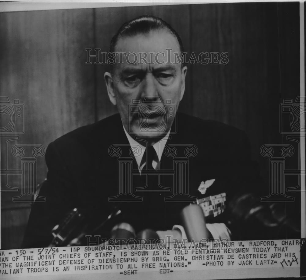 1954 Press Photo DC Adm Arthur W Radford chair Joint Chiefs of Staff - Historic Images