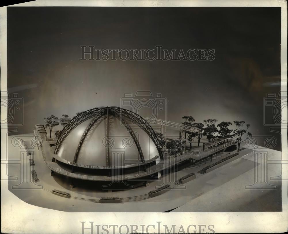 1938 Press Photo Model of US Steel exhibit, New York World Fair - Historic Images