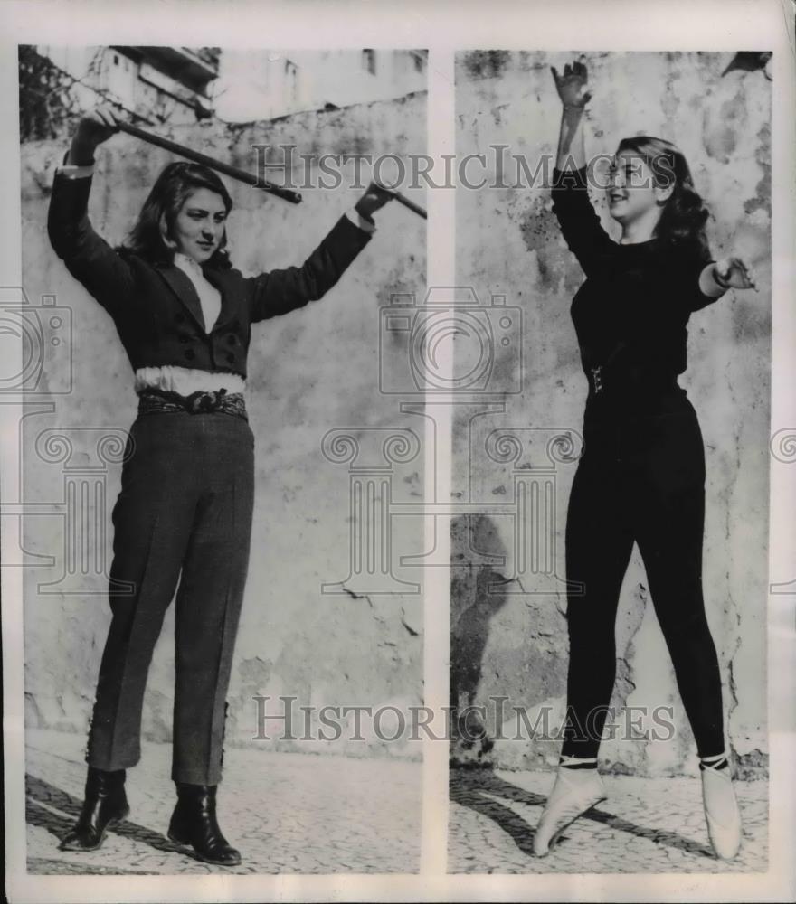 1957 Press Photo Rosemary Hatherly poses in Bullring - Historic Images