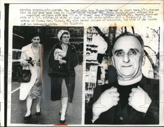 1961 Press Photo Reverend William Bryn Thomas, Elsie Brandy Adultery Trial - Historic Images