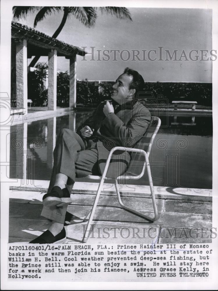 1955 Press Photo Prince Rainier III Of Monaco Vacationing in Palm Beach Florida - Historic Images