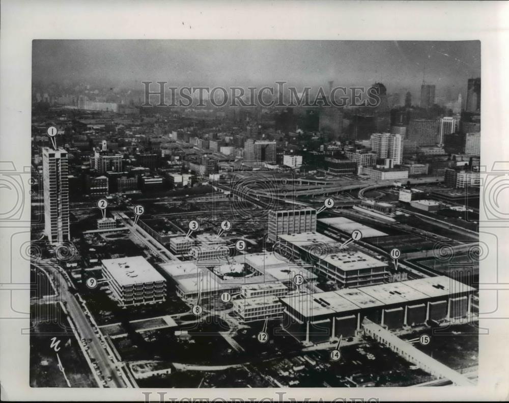 Press Photo Aerial view of West Side Chicago Circle Campus of Illinois - Historic Images