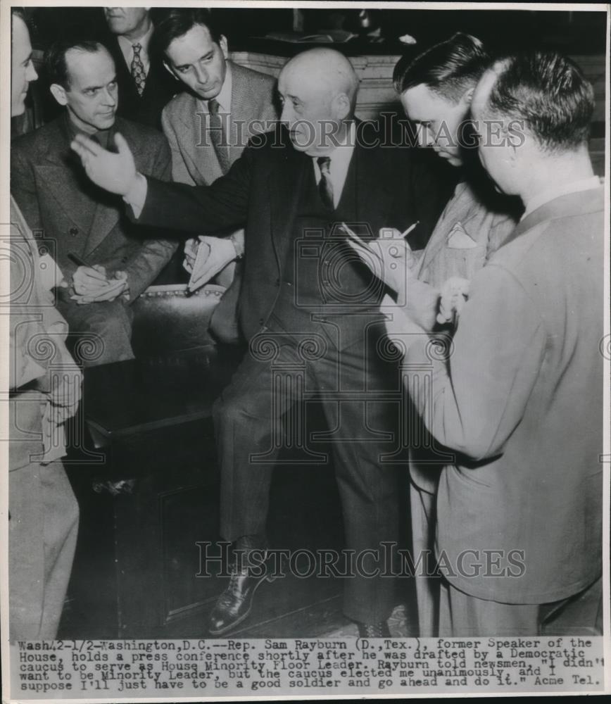 1947 Press Photo Speaker of House Mr. Sam Rayburn on press conference - Historic Images