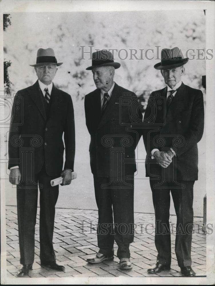 1934 Press Photo Gen. John J.Pershining, Charles G. Dawes and James G. Habord - Historic Images