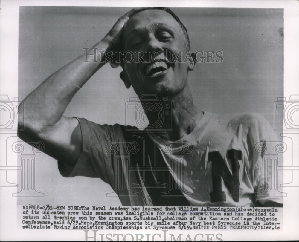 1954 Press Photo Williams A. Kennington ineligible for Naval Academy Competition - Historic Images