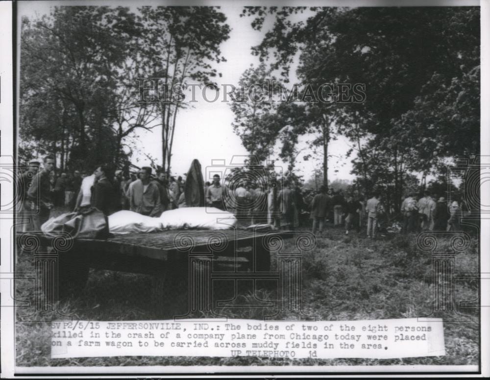 1956 Press Photo Bodies of Killed Passengers in Company Plane Crash - nee28608 - Historic Images