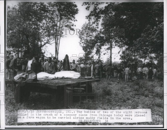 1956 Press Photo Bodies of Killed Passengers in Company Plane Crash - nee28608 - Historic Images