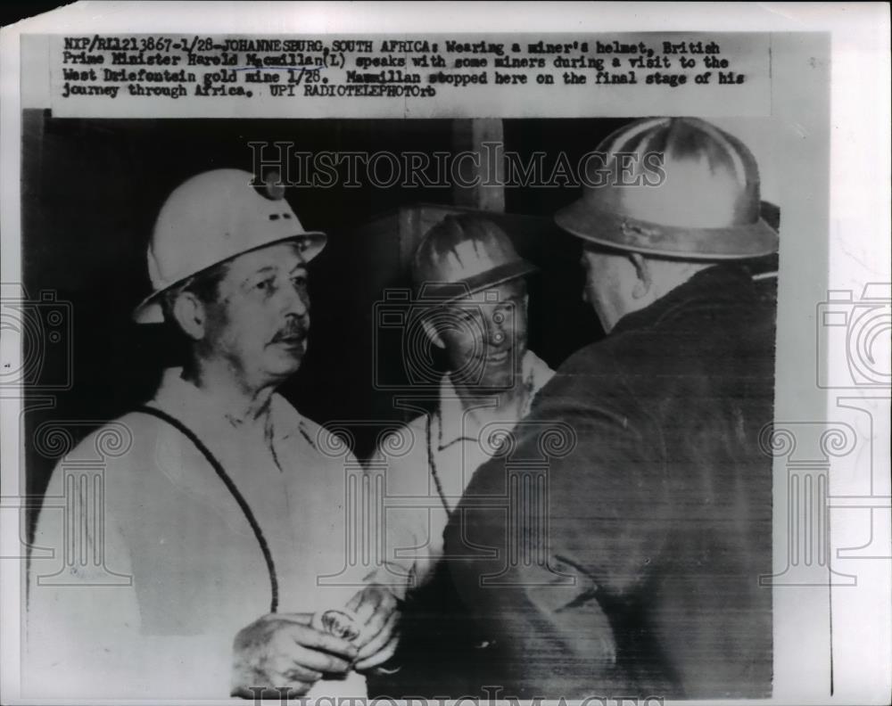 1960 Press Photo British Prime Minister Harold Macmillan and the miners - Historic Images