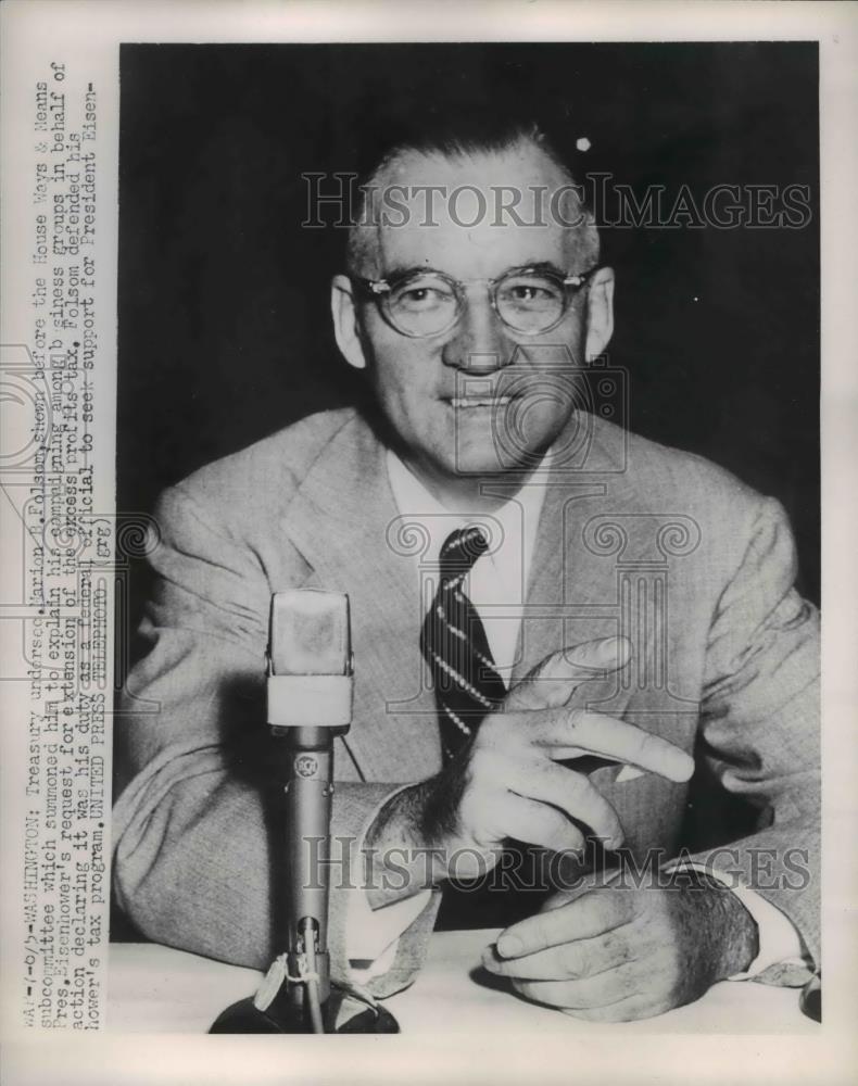 1955 Press Photo Marion B. Folsom before the House Ways & Means Sub Committee - Historic Images