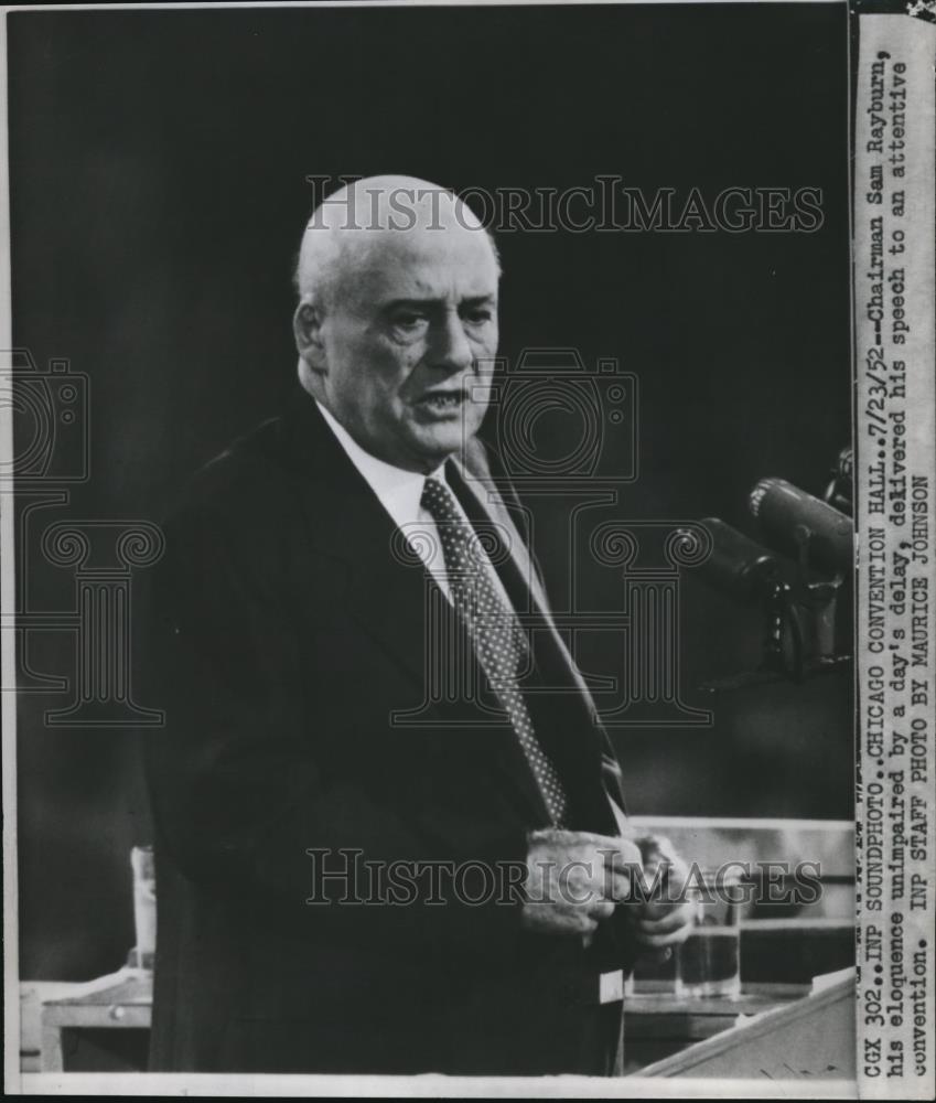 1952 Press Photo Chairman Sam Rayburn delivering his speech in a convention - Historic Images