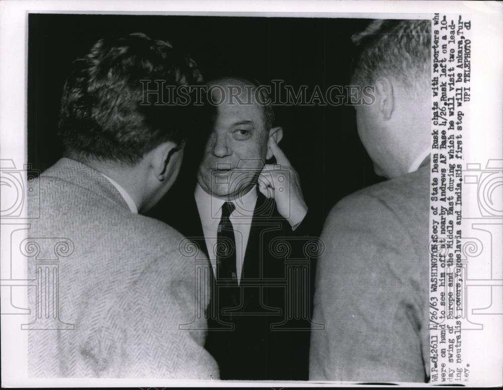 1963 Press Photo Secy State Dean Ruskat Andrews AF Base - nee27380 - Historic Images