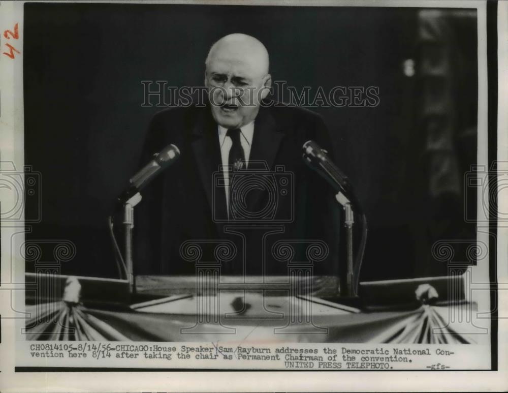 1956 Press Photo House Speaker Sam Rayburn Addresses Democratic National Conv - Historic Images