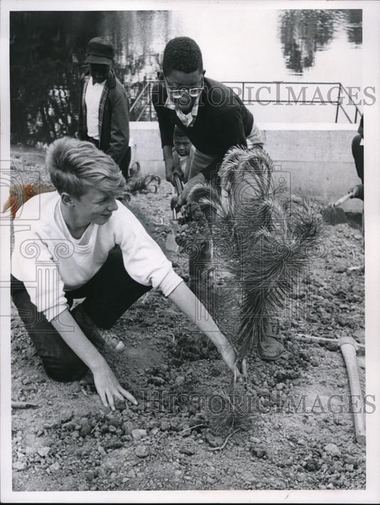 1961 Press Photo Stanley Marn work on Planting Project - nee30663 - Historic Images