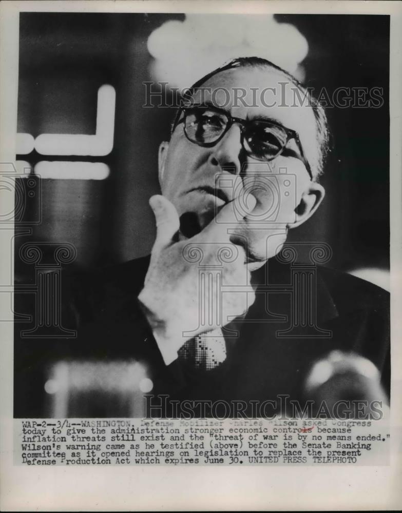 1952 Press Photo Defense Mobilizer Charles E. Wilson in Congress - nee23716 - Historic Images