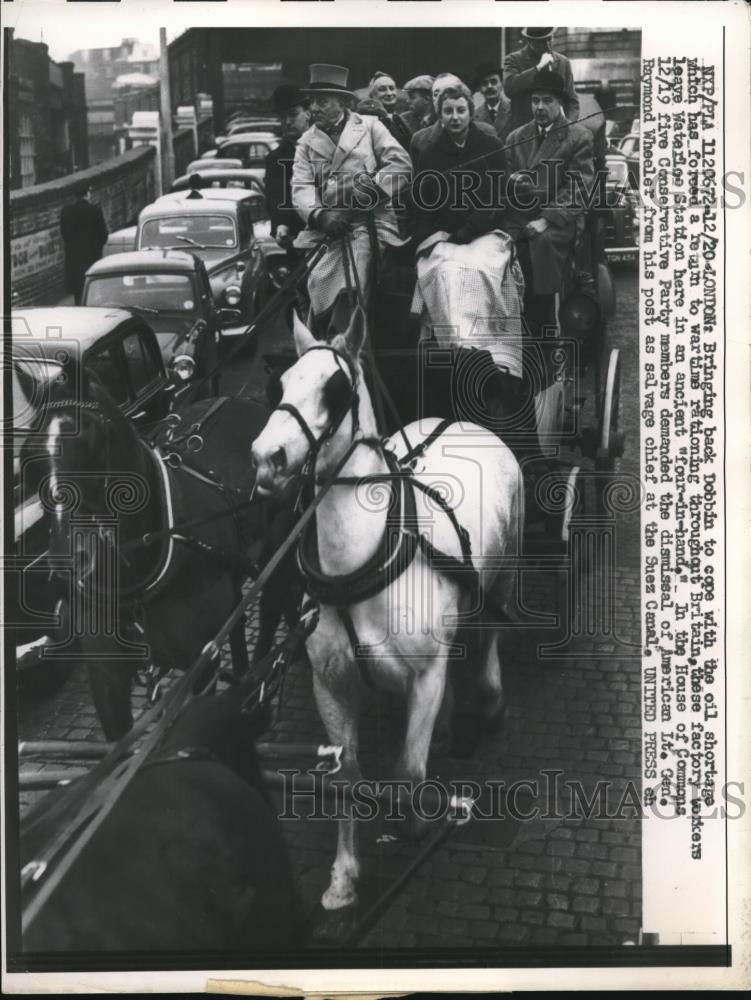 1956 Press Photo Bringing back Dobbin to Cope with Oil Shortage - nee28739 - Historic Images