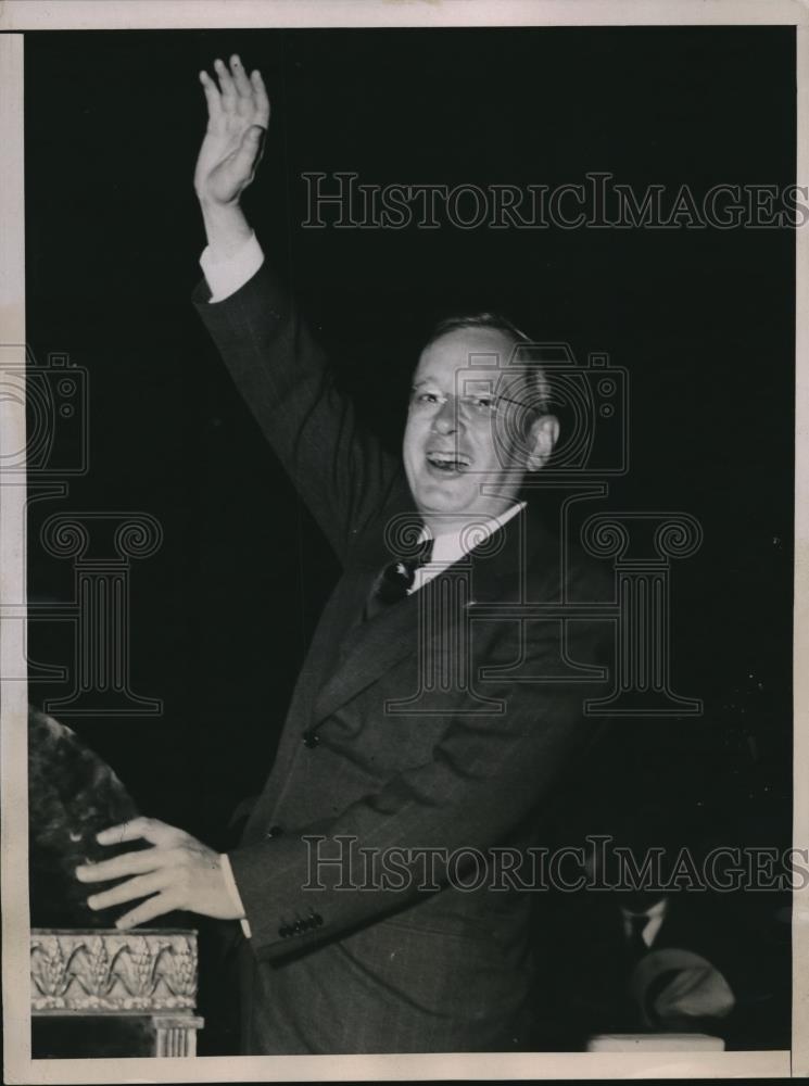 1936 Press Photo Governor Alfred Landon at Los Angeles California Coliseum - Historic Images