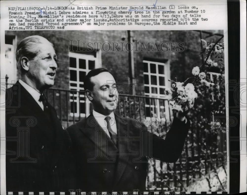 1959 Press Photo French Premier Michel Debre &amp; British Premier Harold Mamillian - Historic Images