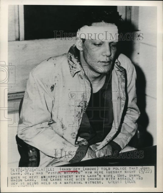 1949 Press Photo Irahn Bey, material witness to the Carrs' assault charges - Historic Images