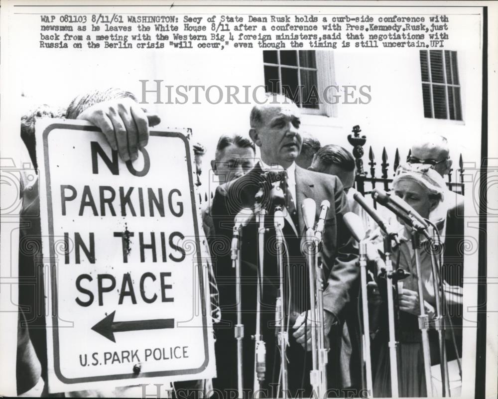 1961 Press Photo Secy State Dean Rusk at his news conference - nee27385 - Historic Images