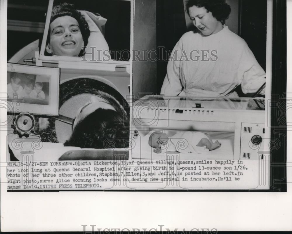 1953 Press Photo Mrs. Gloria Bickerton smiles after giving birth - nee27583 - Historic Images