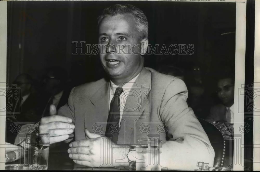 1957 Press Photo Laurence Henderson Testifies at Senate Investigation Washington - Historic Images