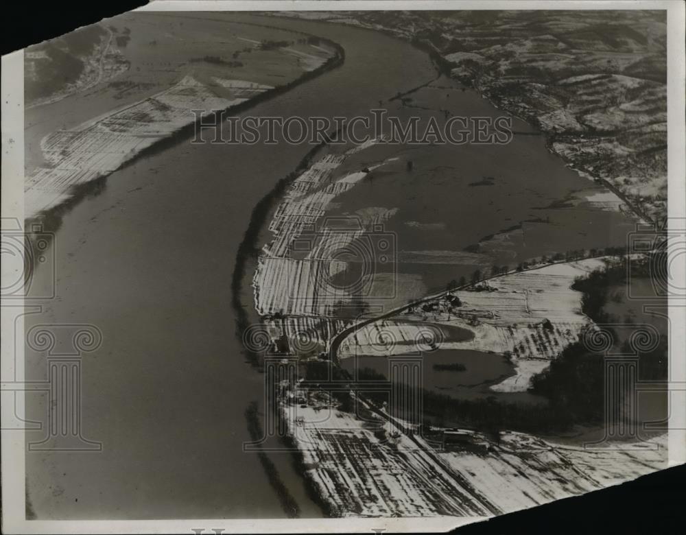 1936 Press Photo Aerial View Miles North Of Huntington Ohio River - Historic Images