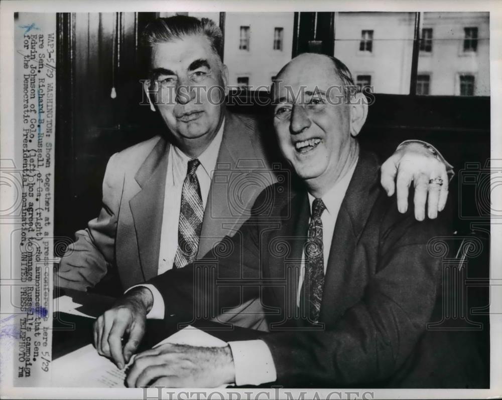 1959 Press Photo Senator Richard B Russell at Presidential Conference - Historic Images