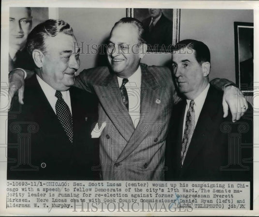 1950 Press Photo Senator Scott Lucas with Daniel Ryan and Dirksen - nee26154 - Historic Images