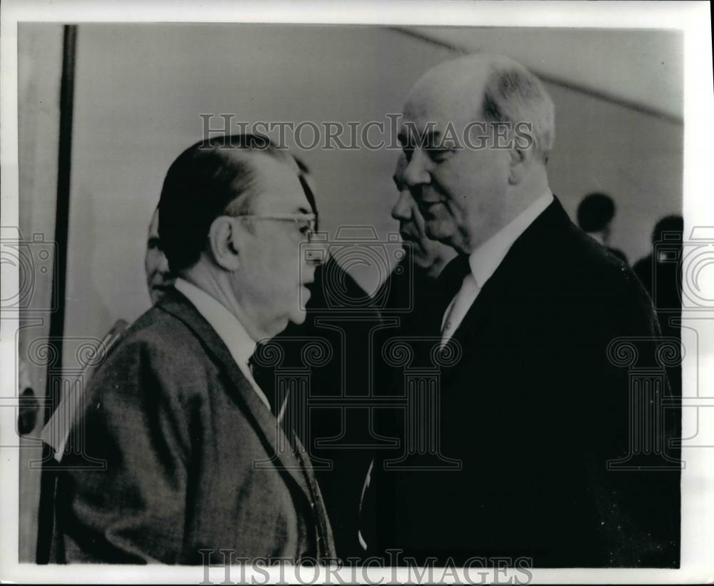 1967 Press Photo State Secretary Dean Rusk, Paul Martin of Canada in Brussels - Historic Images