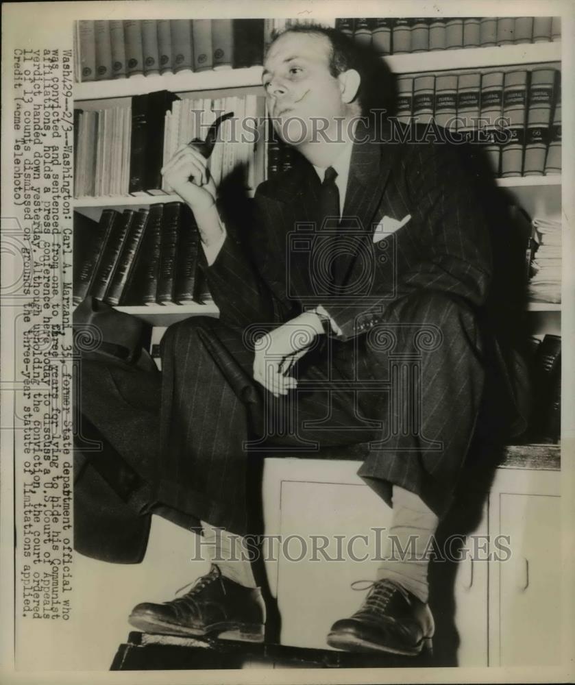 1947 Press Photo Carl Aldo Marzani, former State department aide - nee26920 - Historic Images