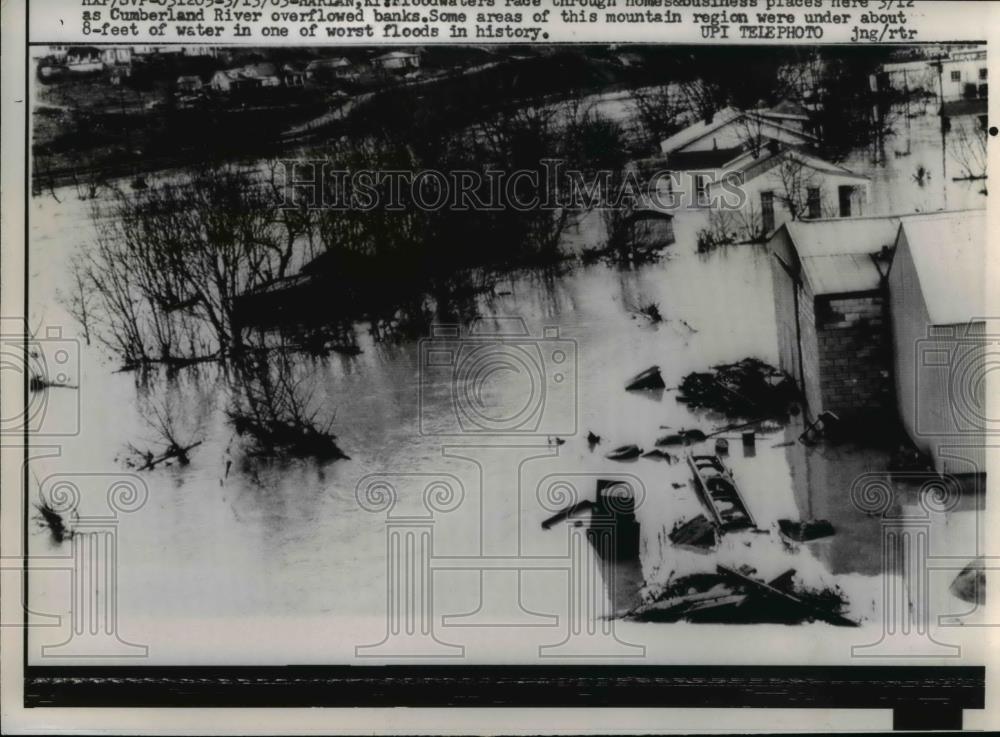 1963 Press Photo Cumberland River overflowed banks, worst flood in the history - Historic Images