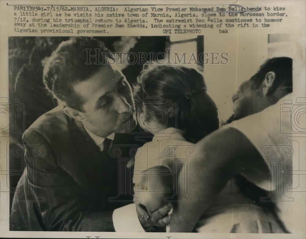 1962 Press Photo Vice Premier Ahmed Ben Bella Visits Native Town Marnia, Algeria - Historic Images