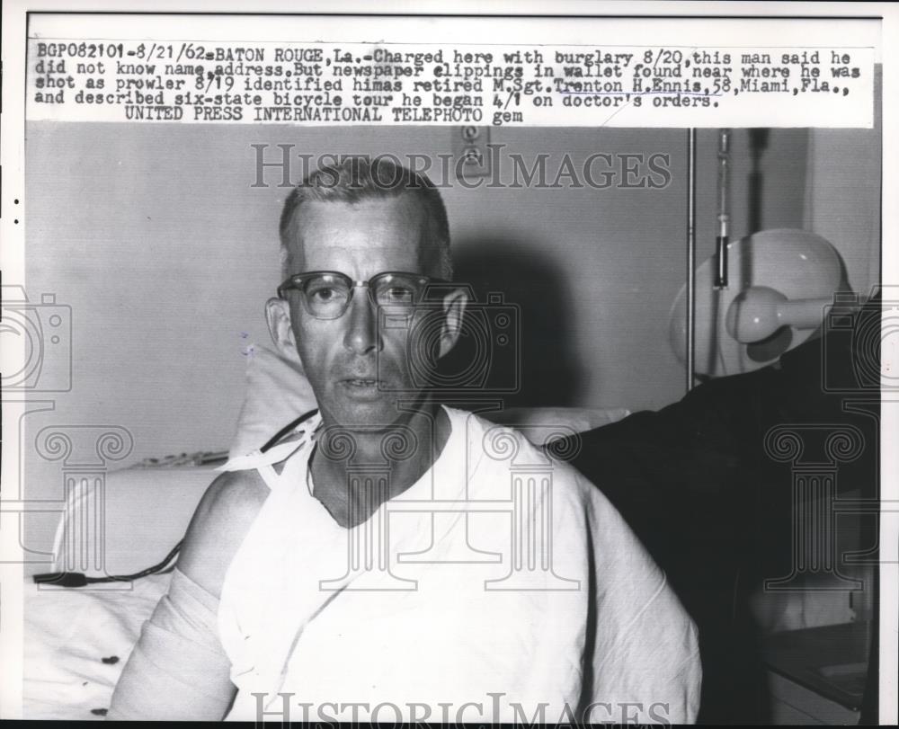 1962 Press Photo Sgt. Trenton H. Ennis, Charged with Burglary, Louisiana - Historic Images